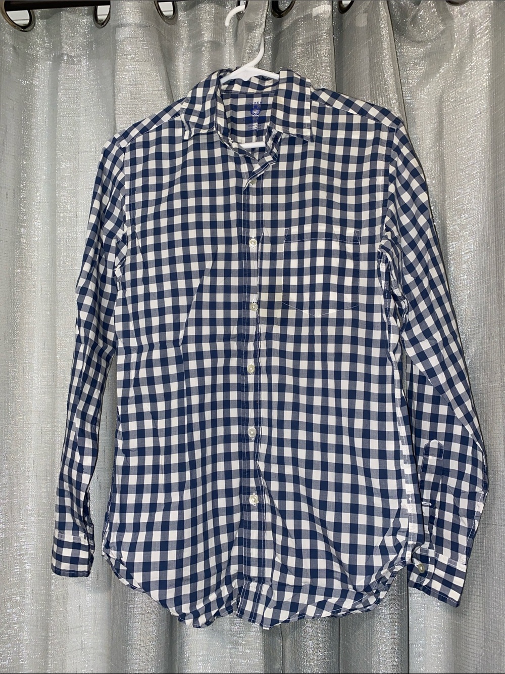 J. Crew Men’s Navy & White Gingham Button-Down Shirt